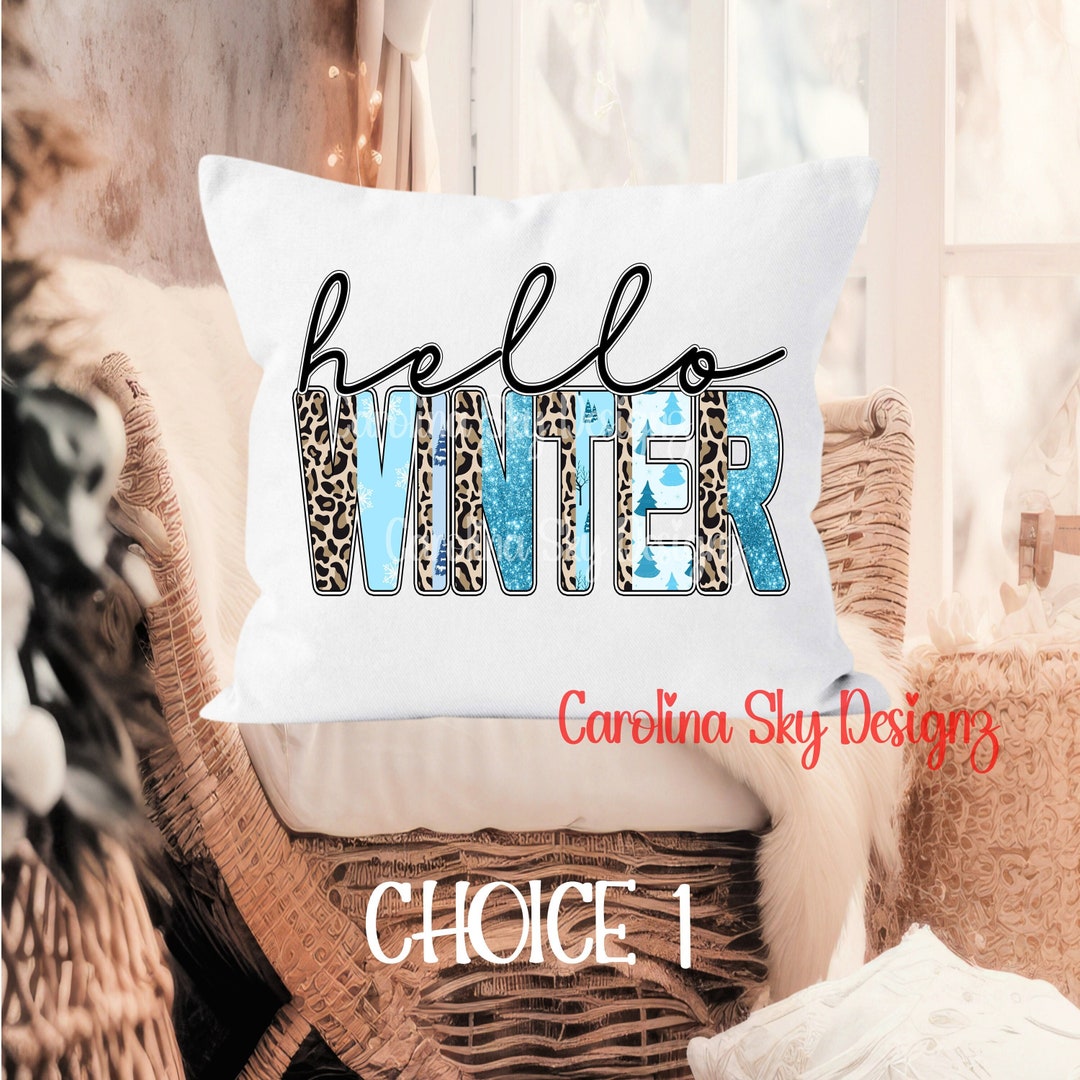 Hello Winter Pillow Cover 3 CHOICES Fun Winter Throw Etsy