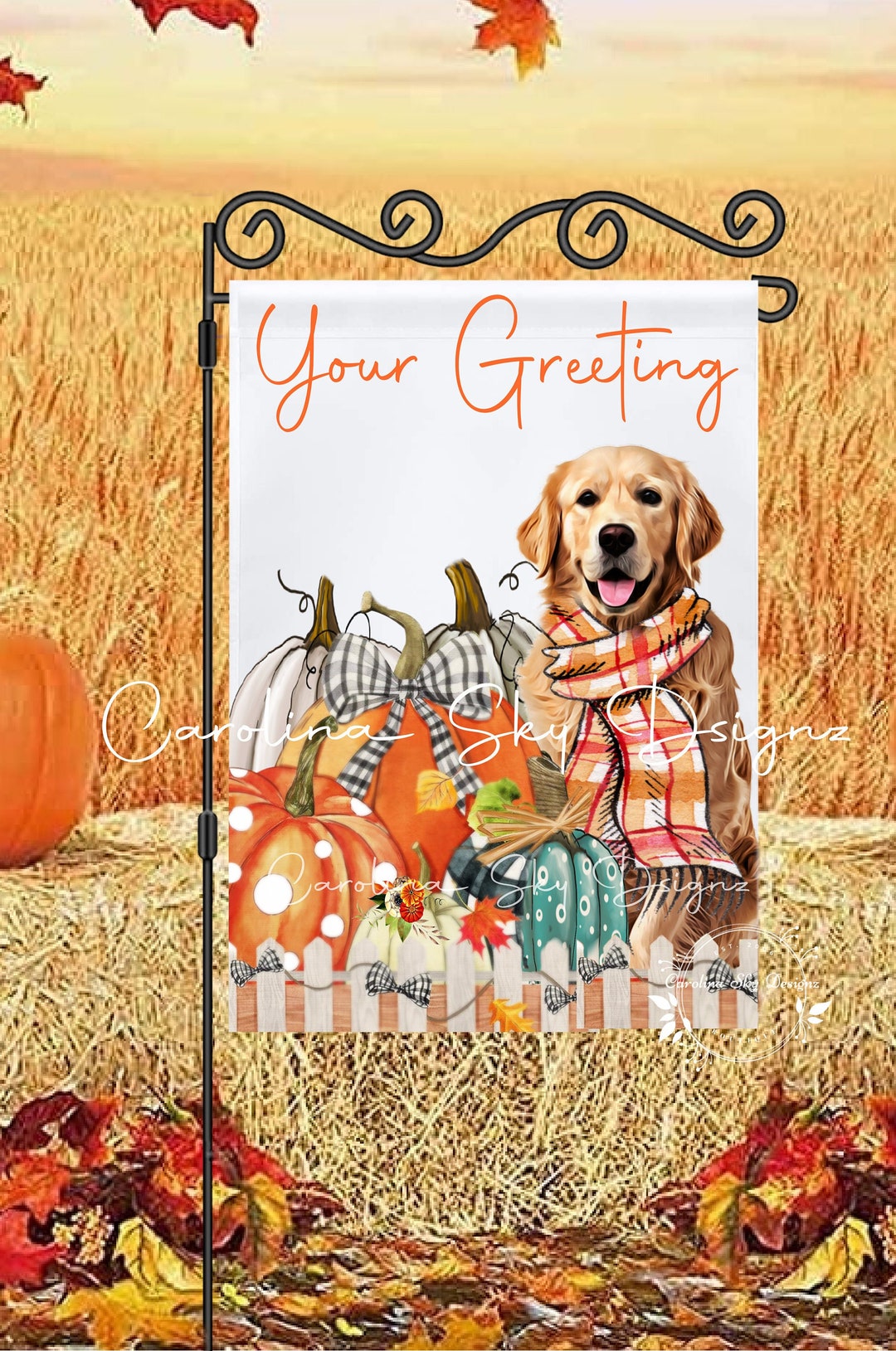 Personalized Golden Retriever Fall Garden Flag Golden - Etsy