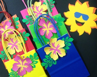 Wild Luau Cellophane Bags, 20 Count - 11x5 Inch Goodie Bags For Tropical Party Favors