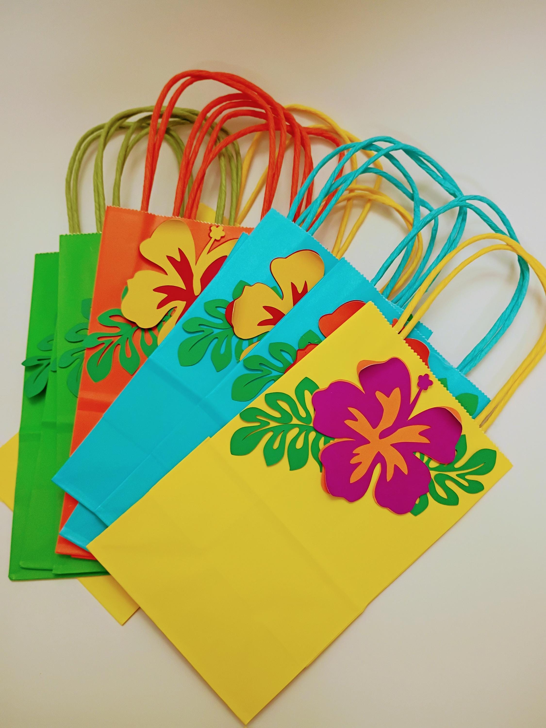 Hibiscus Flower Bgas,  Hawaiian Bags, Luae Favor Bags, Pool Party Bags, Tropical Bags, Hawaiian Theme Party Decor, Favor Bags, Aloha Bags