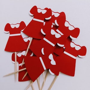 Red Dress Cupcake Toppers: Annie Inspired Party Decor, 12pcs