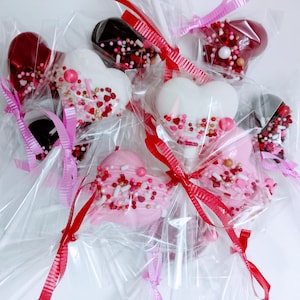 Candy Melts Heart Lollipops, Chocolate Heart Pops, Valentine&#39;s Heart Lollipops, Valentine&#39;s Day, Candy Melts Heart Lollipops, 12 pcs.