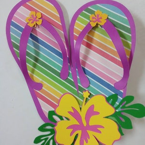 Flip Flops Cake Topper, Pool Party Cake Topper, Summer Cake Topper, Beach Cake Topper, Hibiscus Cake Topper, Hawaiian Cake Topper, Flip Flop