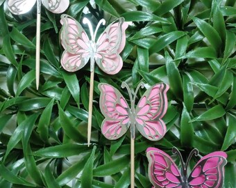 3D Butterfly Cupcake Toppers, Butterflies Cupcake Toppers, Pink Butterflies, Paper Butterflies Cupcake Toppers, Silver Foil Butterflies