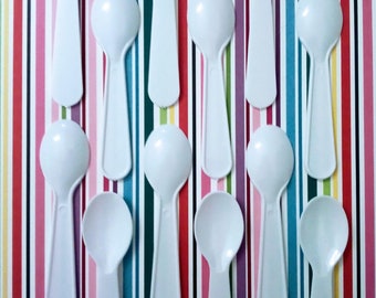 Set of 6 Tasting Spoons White Porcelain Appetizer 