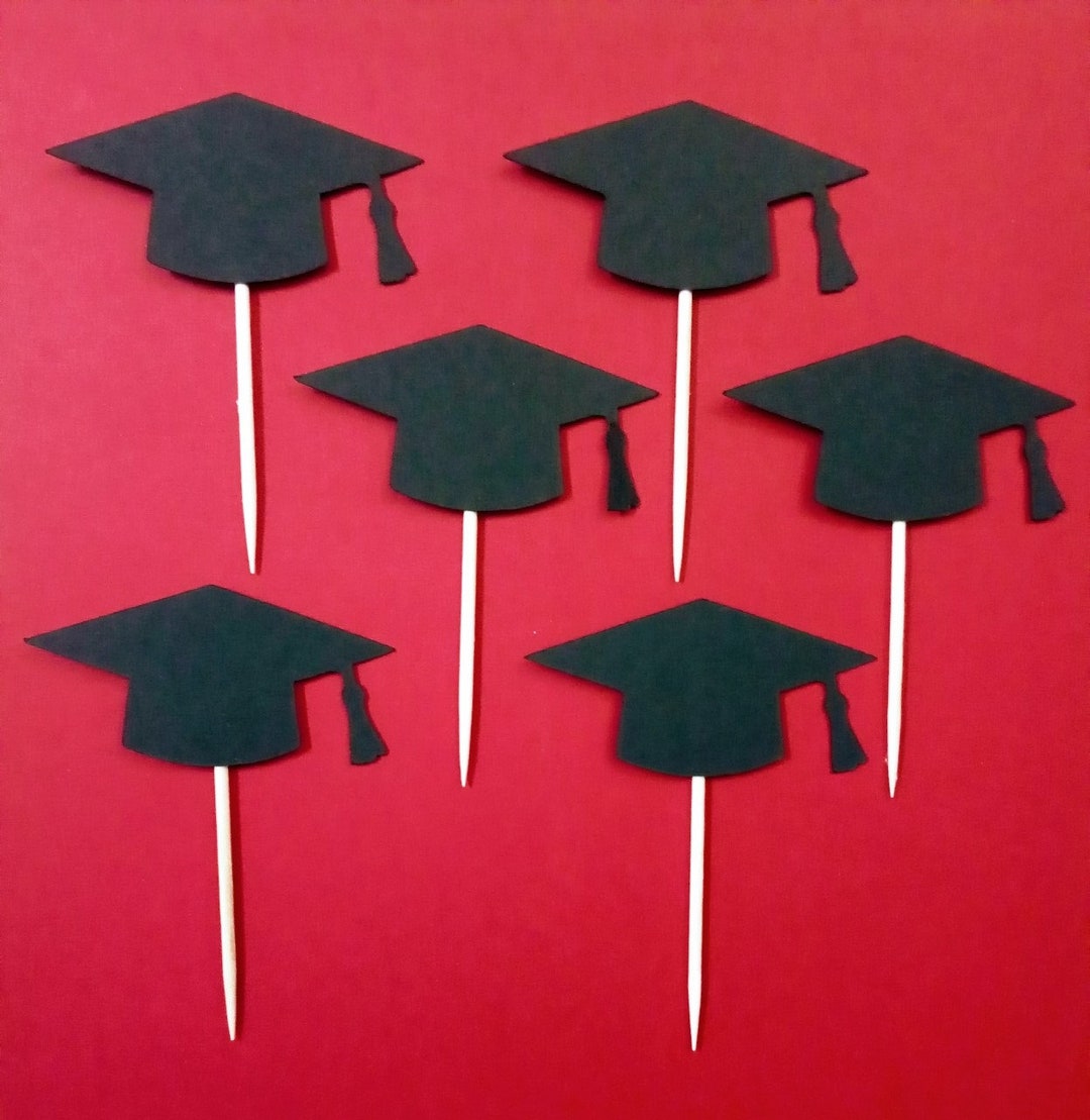 Graduation Cap Cupcake Toppers, Graduation Hat Cupcake Toppers, Grad