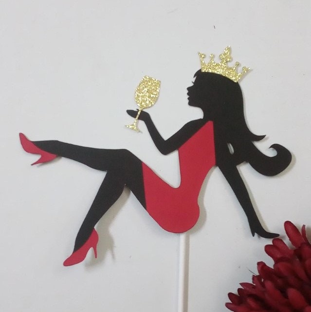 Buy Sitting Girl Holding A Wine Glass Cake Topper Glamour Girl Cake Topper Sitting Woman Cake Topper Online in India Etsy