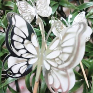 Silver Foil Butterfly Cupcake Toppers, Butterfly Cupcake Toppers, 3D Butterflies Cupcake Toppers, Paper Butterflies