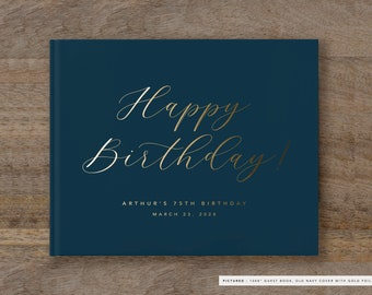 Birthday Guest Book. 50th Birthday Ideas. 40th Birthday Decorations. 30th Birthday Gift. Personalized Gold Foil Guestbook. Custom Book. DH5J