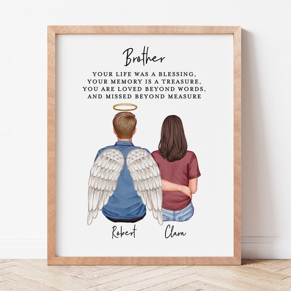 Personalized Memorial Gift for Loss of Brother, Brother Or Sister Sympathy Gift, Family Memorial Print, Remembrance Gifts, In Loving Memory