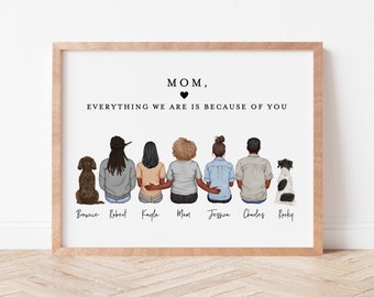 Personalized Print For Mom, Mom Gift From Daughter, Mothers Day Gift, Custom Mother Son Print, Mom Birthday Gift, Family Portrait, Christmas