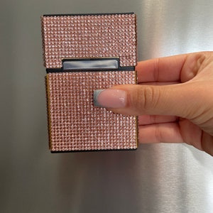 Estuches de cigarrillos con brillo de melocotón, Caja, Cajas de cigarrillos, Latas de cigarrillos, Porta cigarrillos, Regalo original para ella, Cigarros, Lata de tabaco, Encendedores