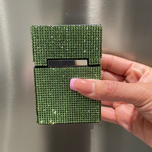 Portasigarette Green Sparkle / Scatola / Scatole per sigarette / Barattoli di sigarette / Portasigarette / Regalo funky per lei / Sigari / Scatola di tabacco / Accendini