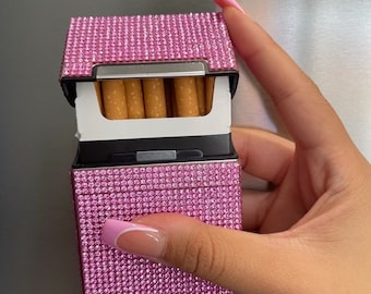 Cajas de cigarrillos Sparkle de chicle rosa / Caja / Cajas de maricas / Latas de cigarrillos / Titular de cigarrillos / Regalo funky para ella / Cigarros / Lata de tabaco /