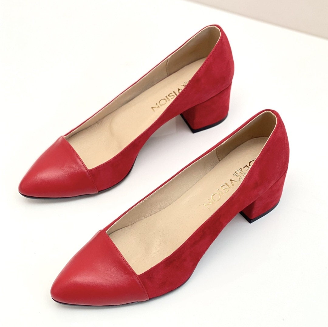 Women's Leather Dress Shoes, Black and White Women's Pumps