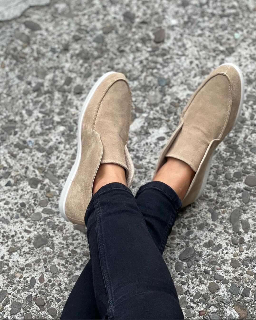 Women s Suede Loafers Slip on Flat Ankle Boots Flat Sole Demi