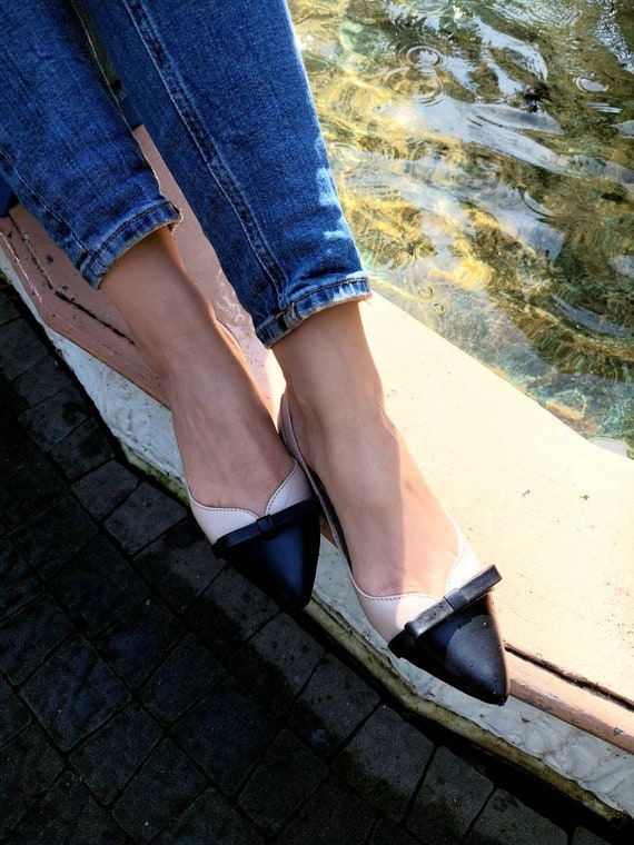Escarpins en cuir pour femmes des chaussures plates avec un n ud
