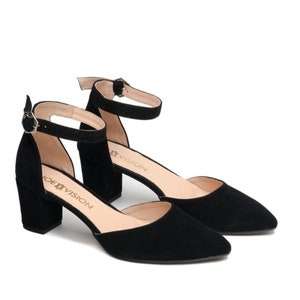 Women's suede sandals, low heel pumps, women's suede shoes, wedge pumps, strappy pumps - Corto