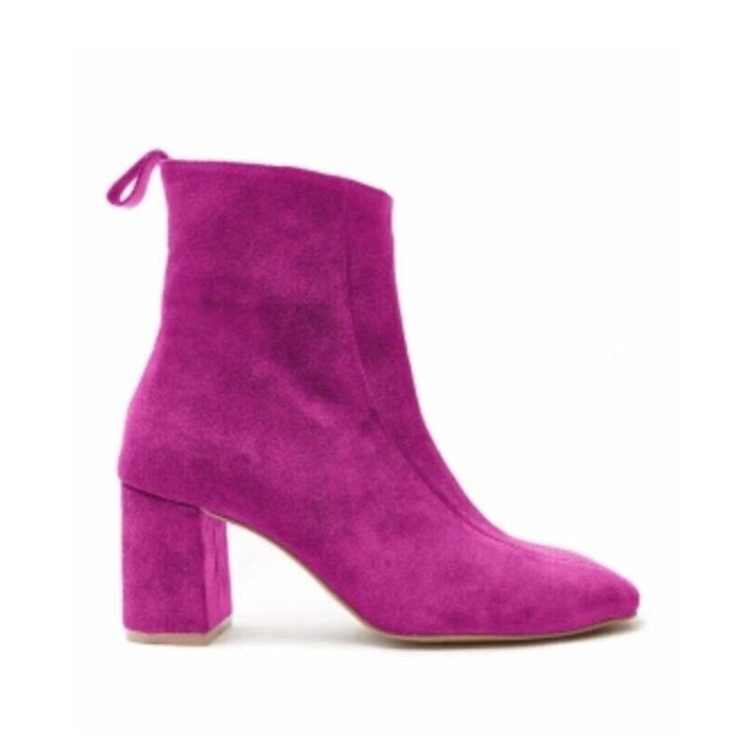 Pink velvet shop ankle boots