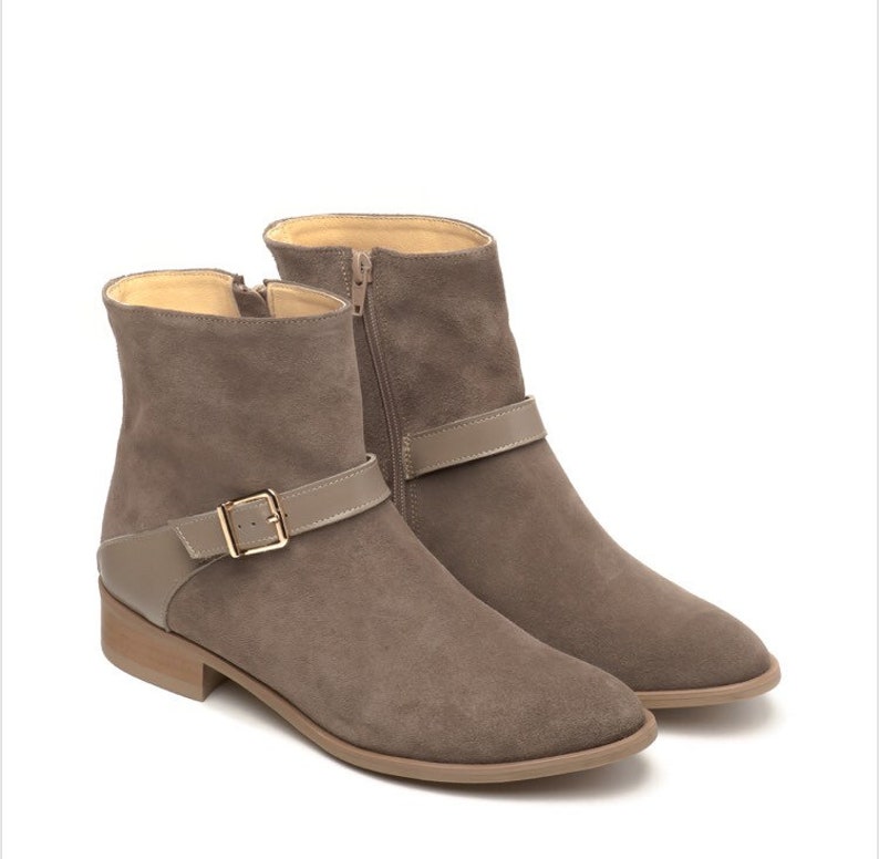 Cappuccino and bi-material black color leather boots Michelle