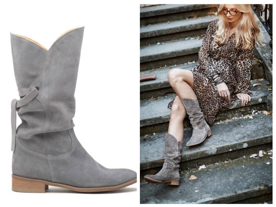 Women's Suede Knee High Boots, Flat Thigh High Boots