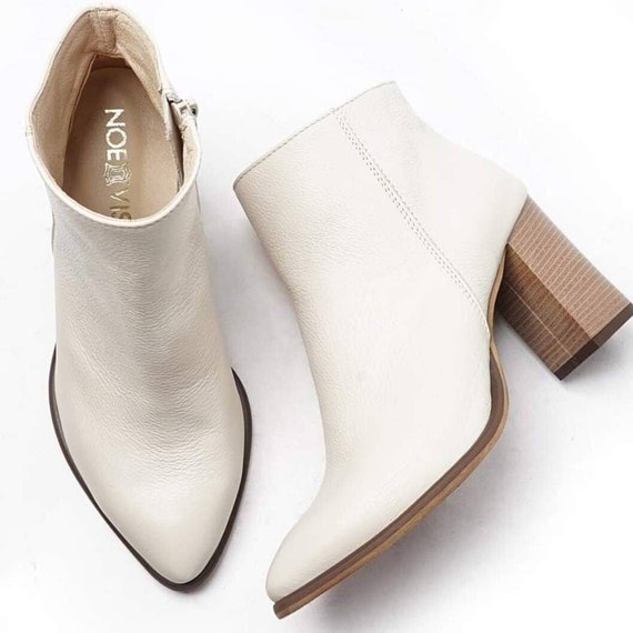 Cream colored shop ankle booties