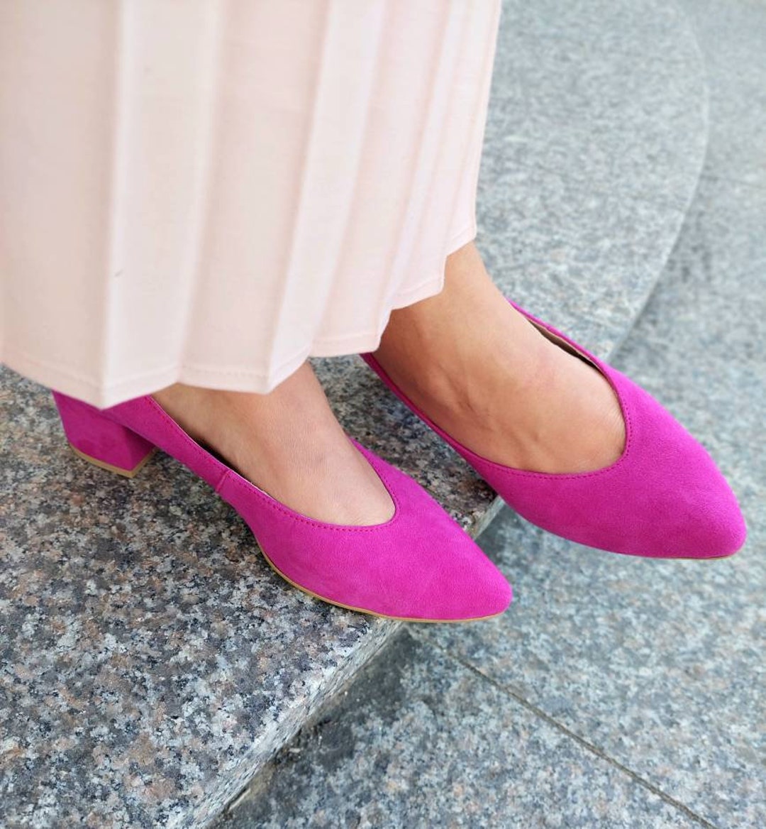 de mujer en zapatos fucsia tacones bajos - Etsy España