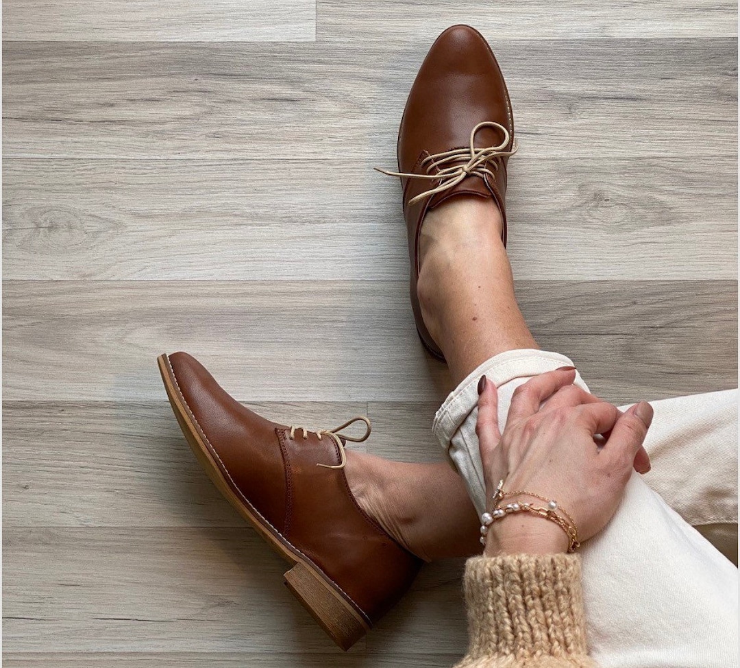 靴 wrinkles leather lace up derby shoes 206612475-1-tan