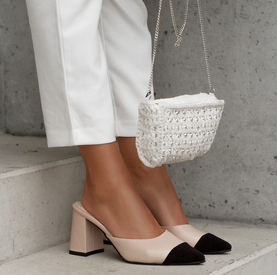 Sandali bicolore con tacco new arrivals