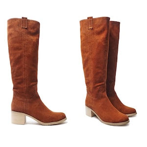 Women&#39;s High Boots, Leather Tall Boots, Suede Low Heel Ankle Boots, Fall Winter Shoes, Plus Size - Jorge