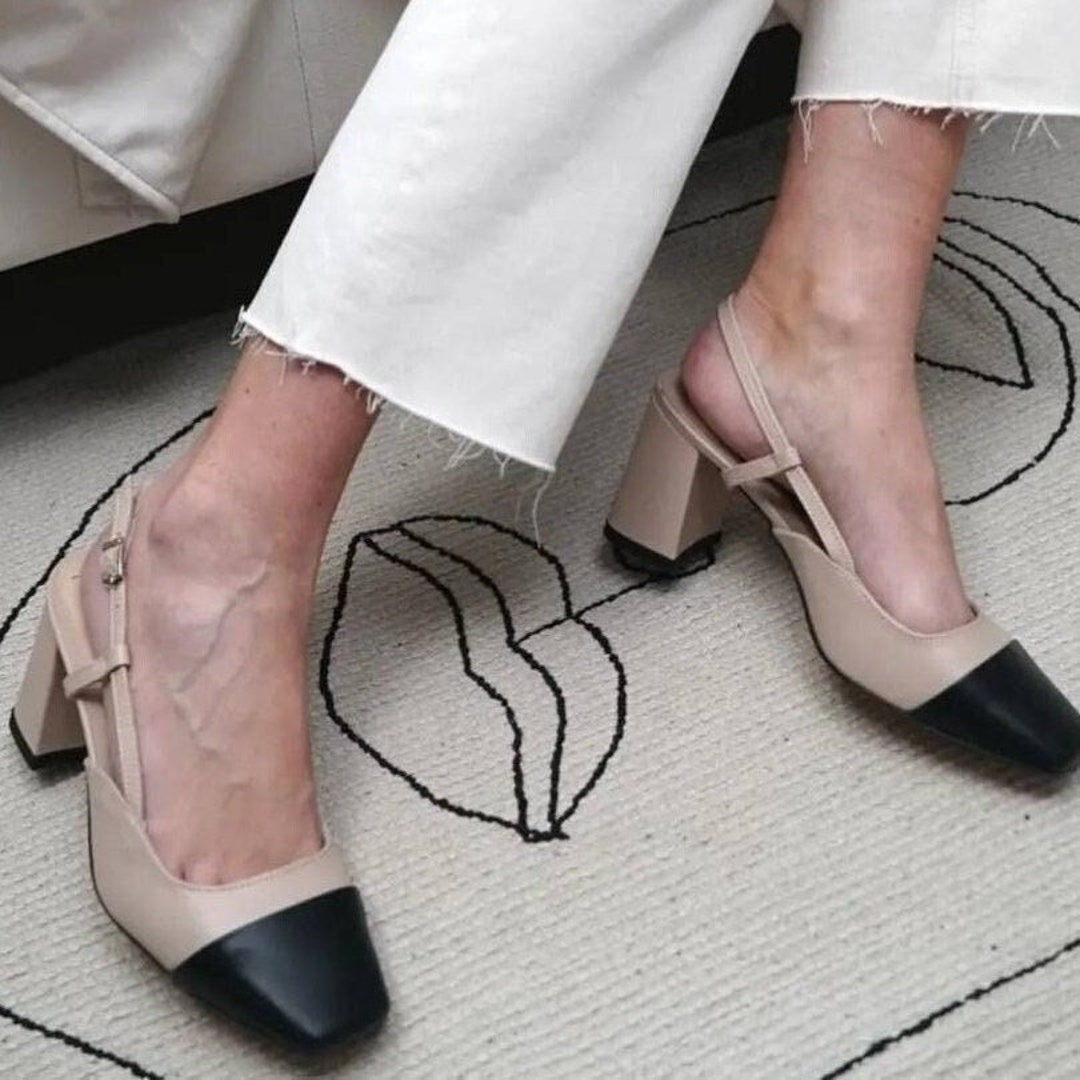 パンプス JILLSTUART ELLY Round Toe Leather Sling Back Shoes JILLSTUART ELLY Round Toe Leather Sling Back Shoes