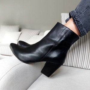 Women&#39;s boots, leather and suede boots, ankle boots, white wedding shoes, shoes in black, green, camel - Madlen
