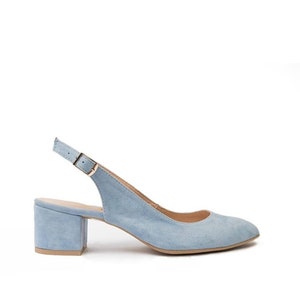 Women's suede sandals, low-heeled pumps, elegant slingback shoes, classic leather pumps, handmade, brown sandals, camel sandals, suede pumps