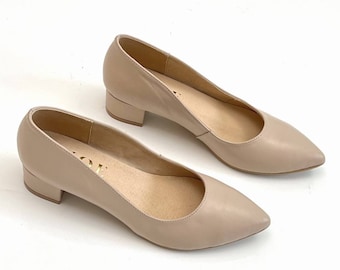 Suede Pumps for Women, Low Heel, Women's Sandals, Block Heel, Pointed Heel Pumps, Elegant Slip-on Shoes-Gold