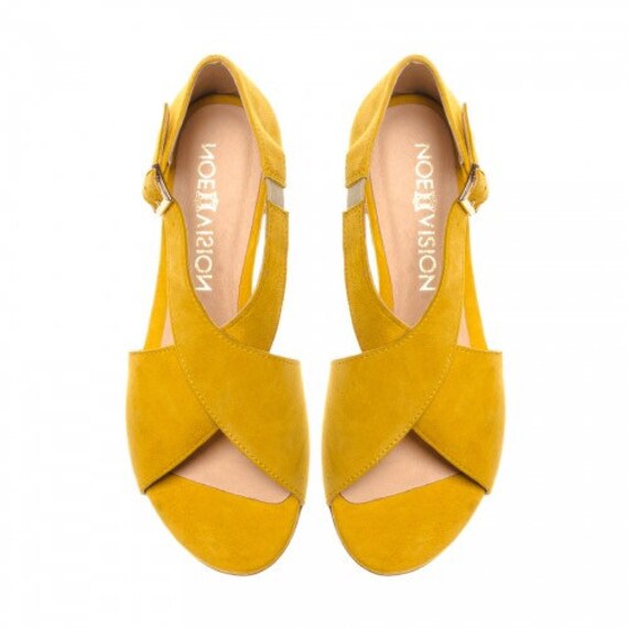 mustard leather sandals