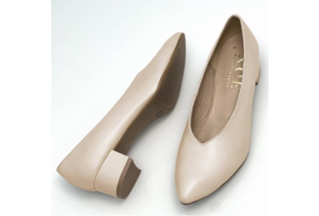 Low Heel Leather Pumps Block Heel Pointed Toe Ladies Etsy