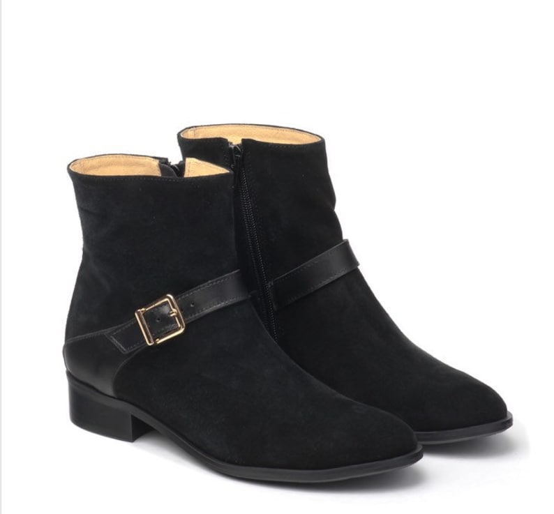 Cappuccino and bi-material black color leather boots Michelle