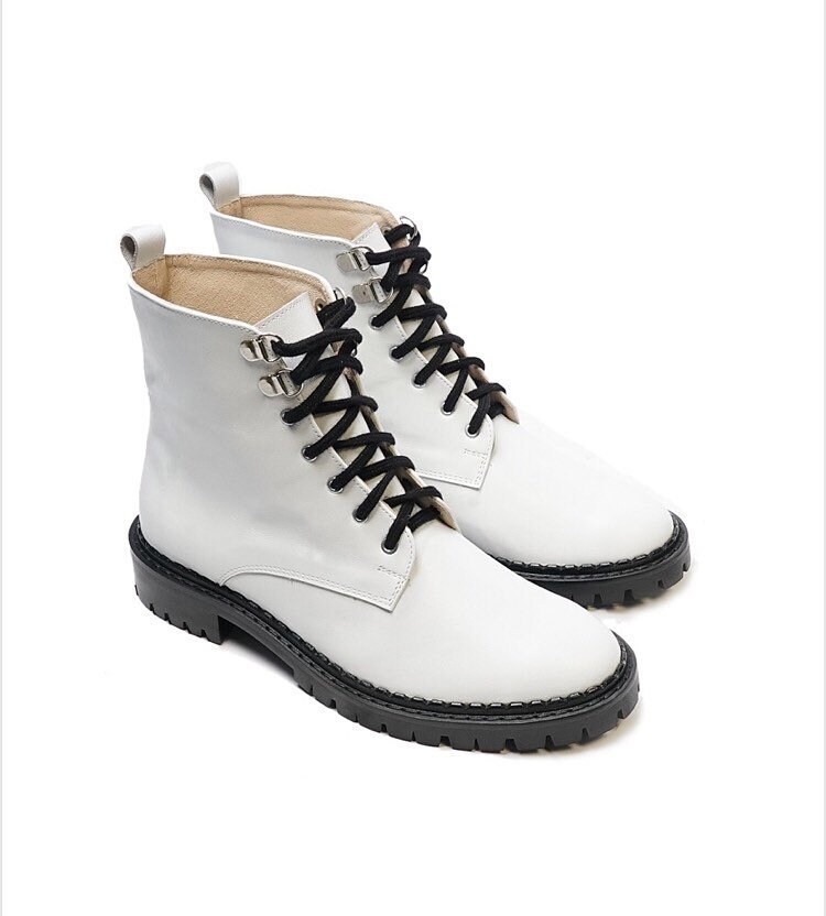 Leather boots - black and white colors
