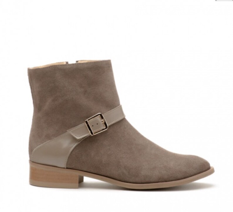 Cappuccino and bi-material black color leather boots Michelle