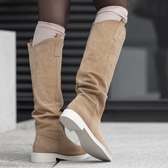 Suede laarzen platte zool sale