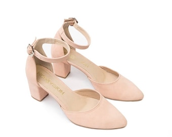 Women's suede sandals, low heel pumps, women's suede shoes, wedge pumps, strappy pumps - Corto
