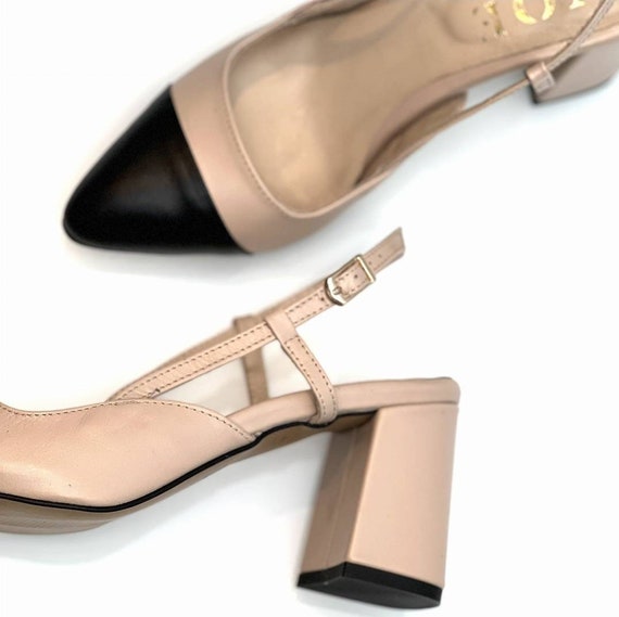 Vintage Chanel Brown Shiny Slingback Heels