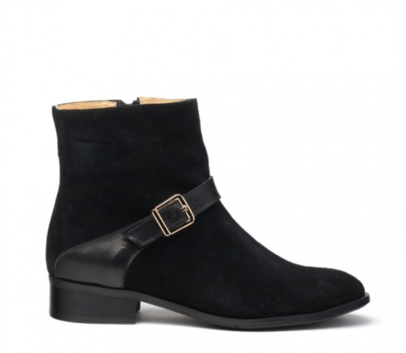 Cappuccino and bi-material black color leather boots Michelle