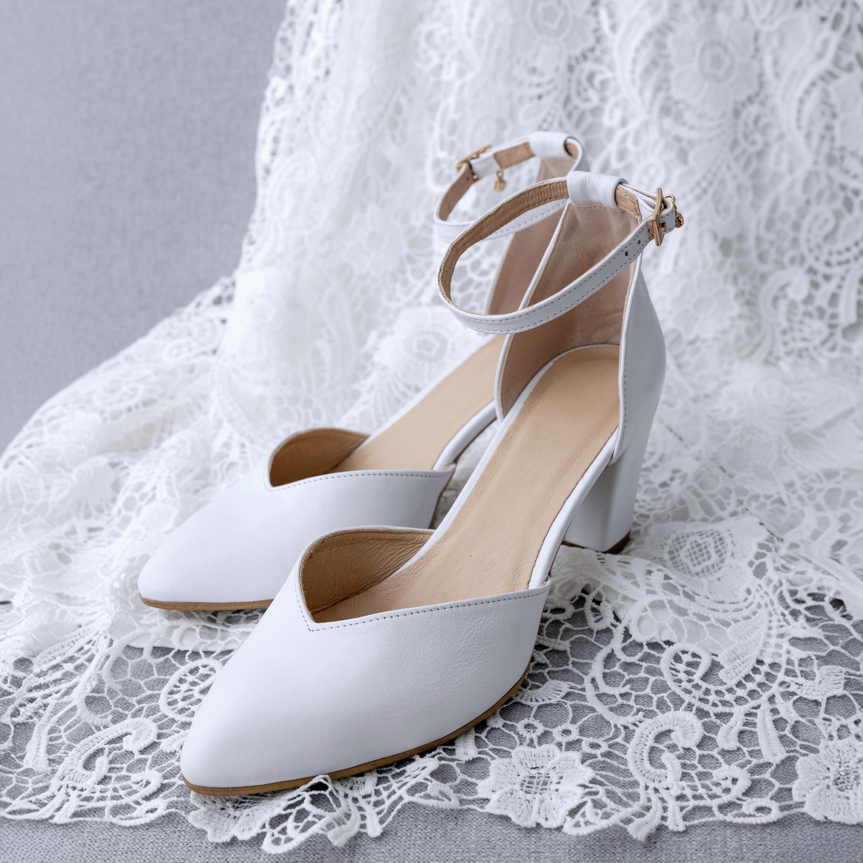 Sandales à Talons Blanches En Cuir Salamander - Taille 39 - Occasion - Style à Sangle