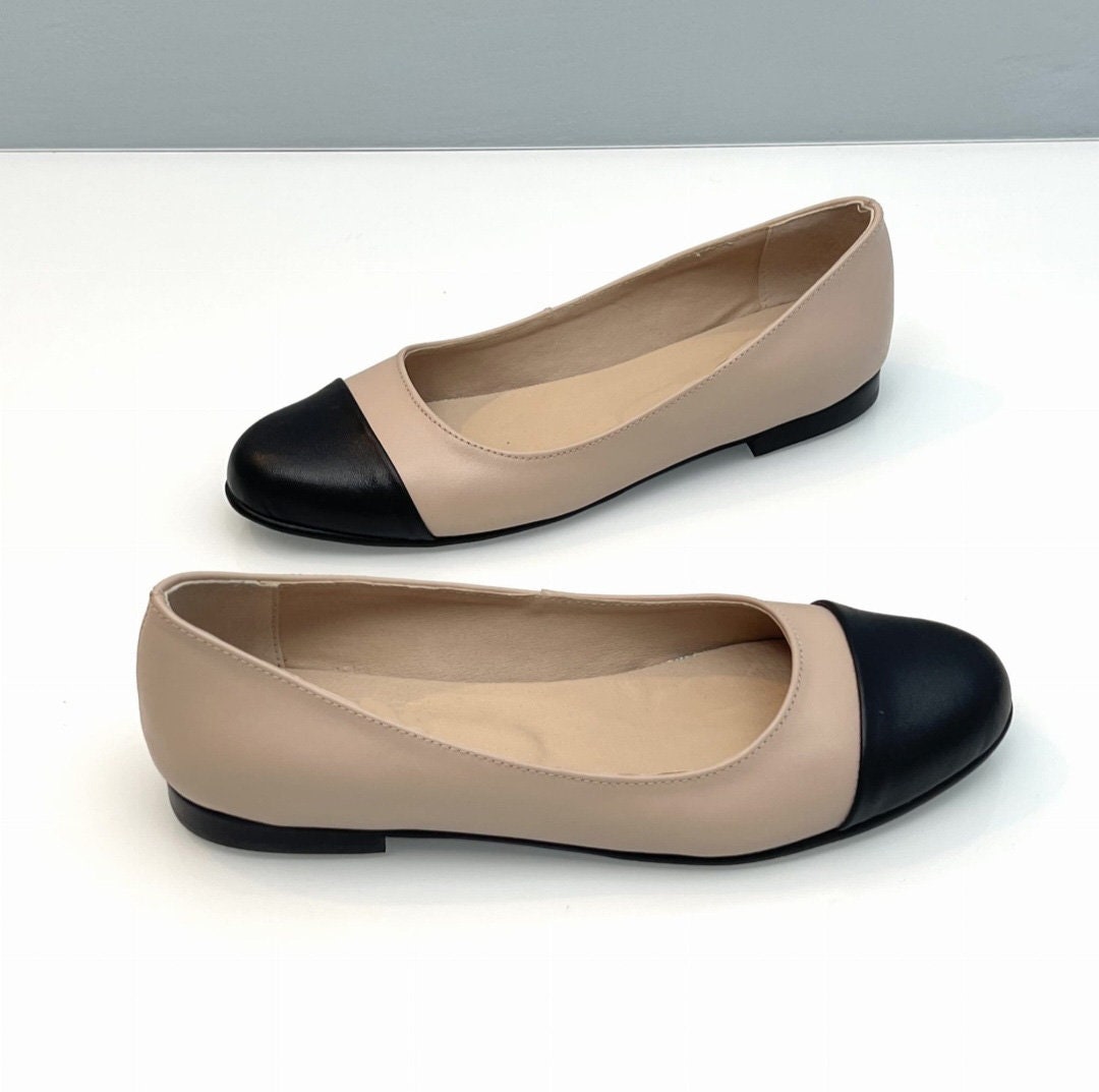 Flat Shoes The Walking Company Flats Beige And Black Ballerinas