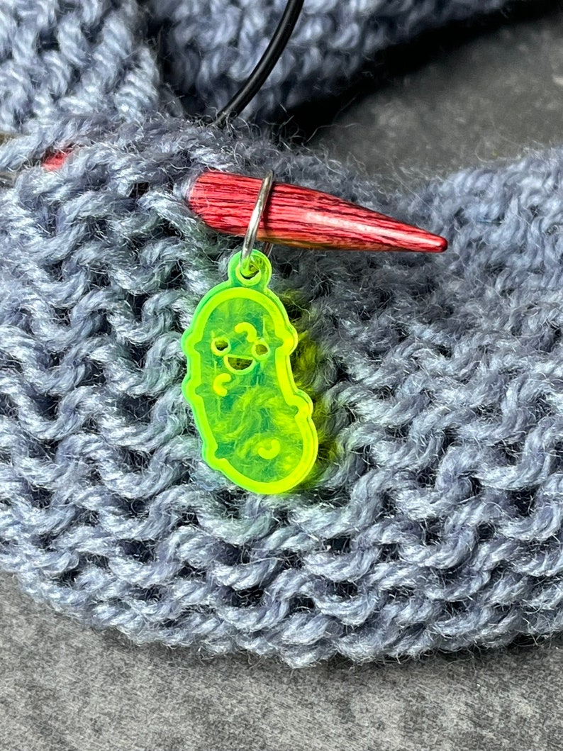 Pickle Pal's Neon Green Acrylic Stitch Markers image 1