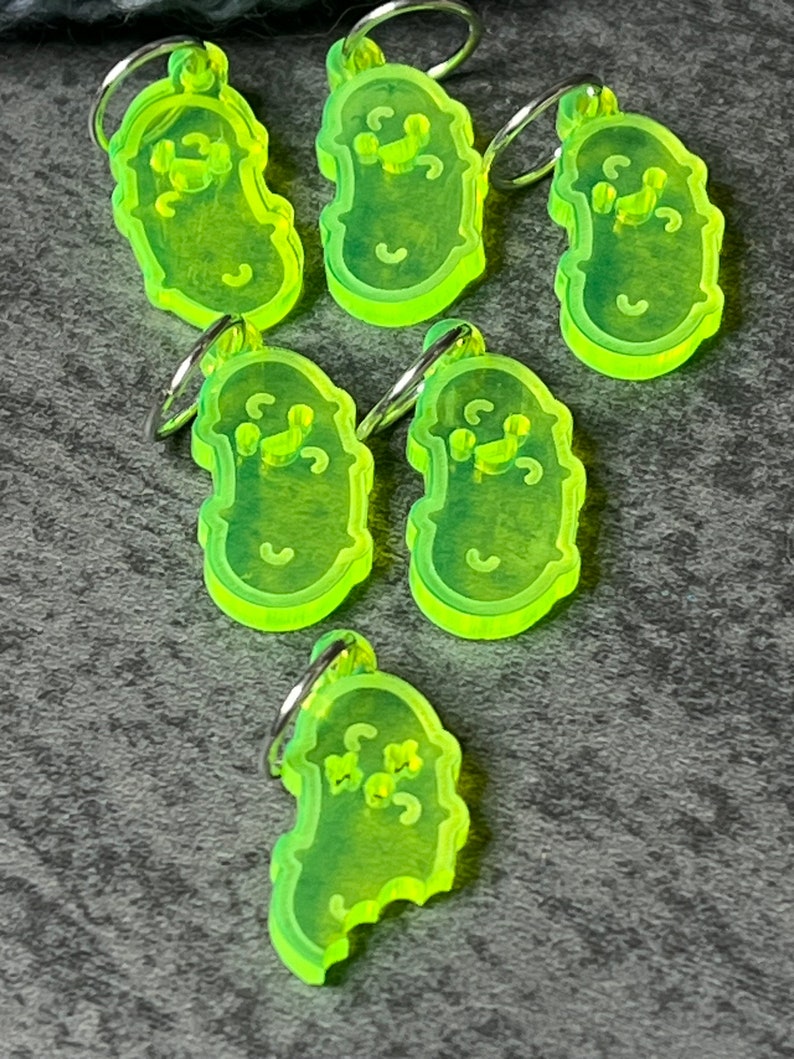 Pickle Pal's Neon Green Acrylic Stitch Markers image 3