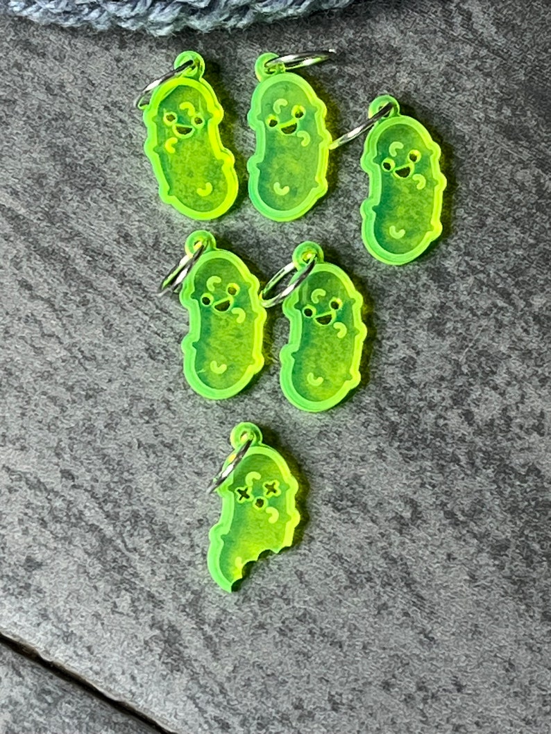 Pickle Pal's Neon Green Acrylic Stitch Markers image 2