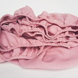Flax Linen Fitted Sheet in Dusty Rose, Custom Pure Linen Bedding