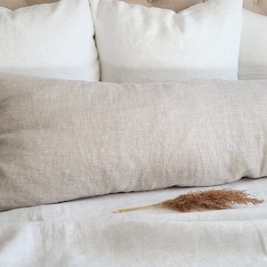Body Pillow Cover crafted from European Linen, Washed Linen Lumbar Pillow Cover, Custom Body Pillowcase
